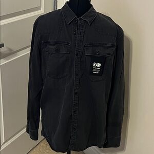 🆕 G-STAR RAW Button Down Shiet Shirt Just the Product Long Sleeve Black